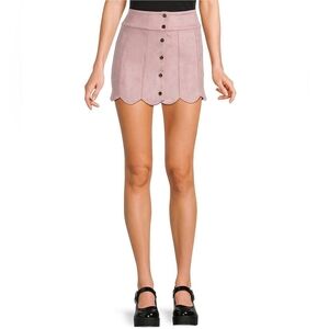 KatieJNYCMini Blush Suede Scallop Fit and Flare Autumn Skirt Size Medium
